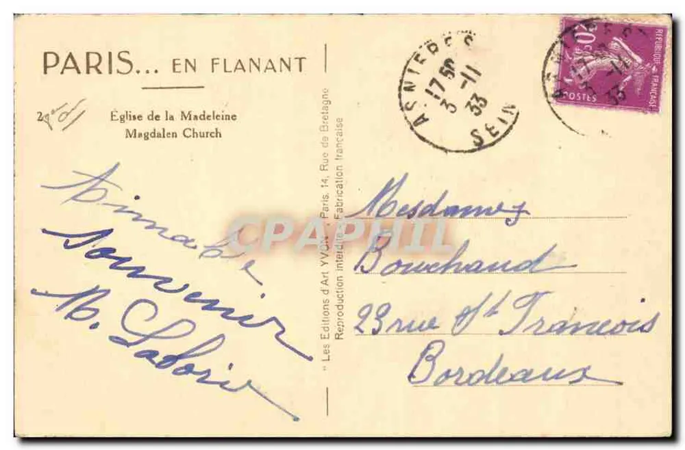 Igreja de São Luís — Paris — As Edições de Arte VVON - Verso