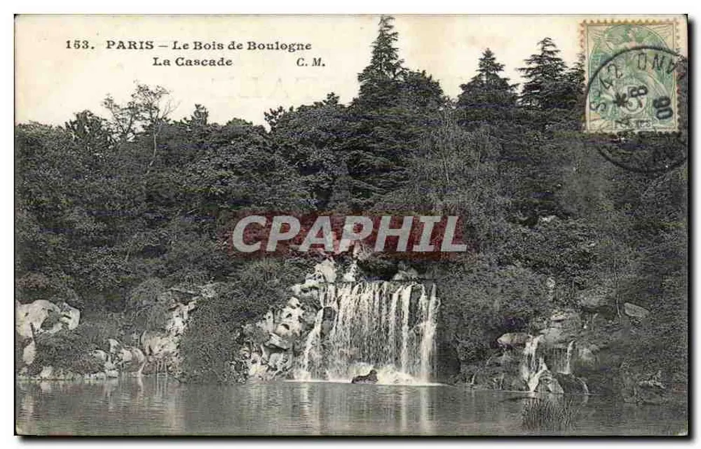 PARIS — O Bois de Boulogne — A Cascata — C.M. n°153 - Frente