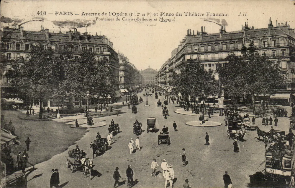 Paris — Avenue de l'Opéra (1. und 9.) und Place du Théâtre Français — J.H.H. — n°448 - Vorderseite