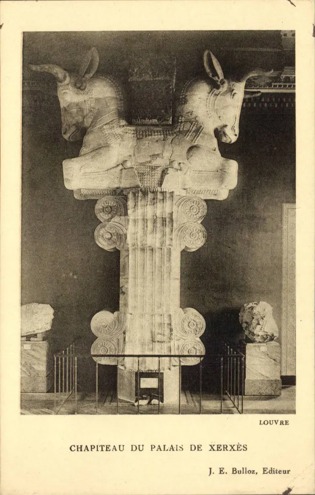 Capitel do palácio de Xerxes — Louvre — J. E. Bulloz, Editor - Frente