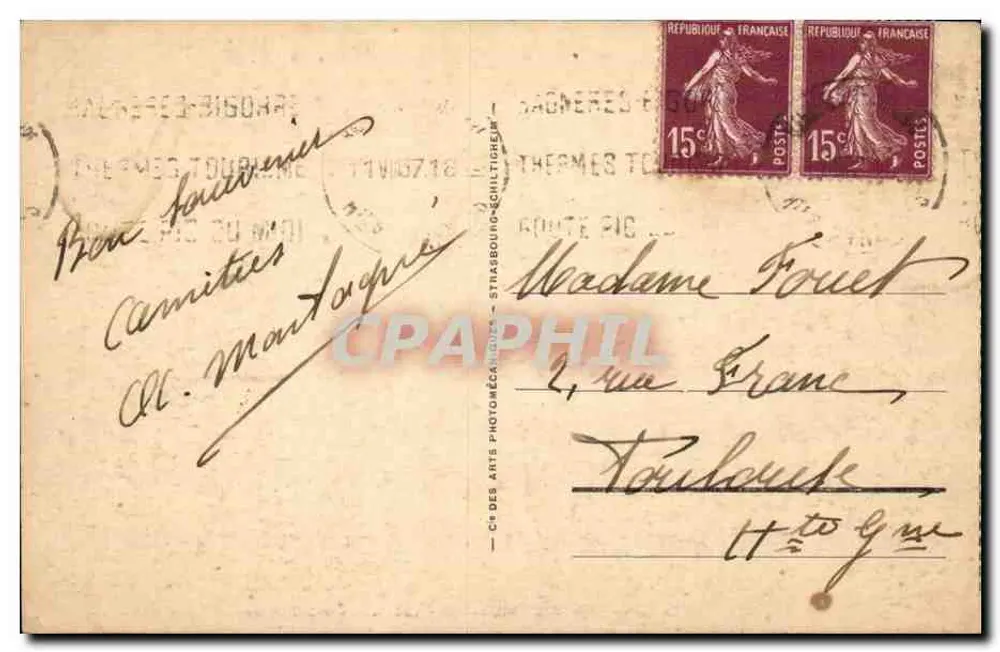 Bagnères-de-Bigorre - Die Kurven der Thermalquellen — Cie des Arts Photomécaniques, n°108 - Rückseite