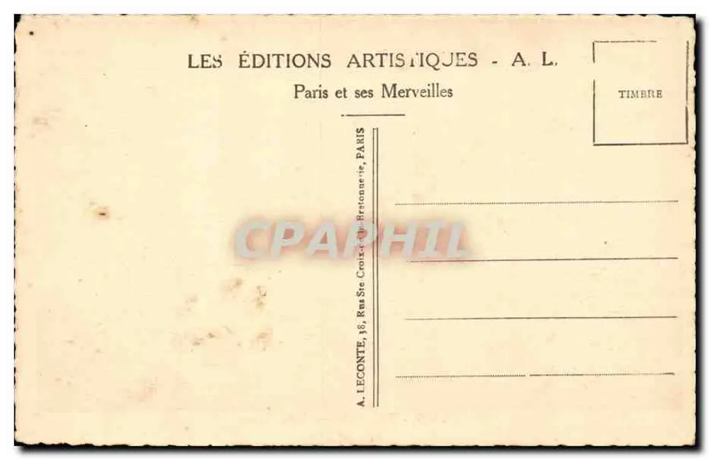 Paris — Torre Eiffel — Torre Eiffel — Les Éditions Artistiques - A. L. - Verso