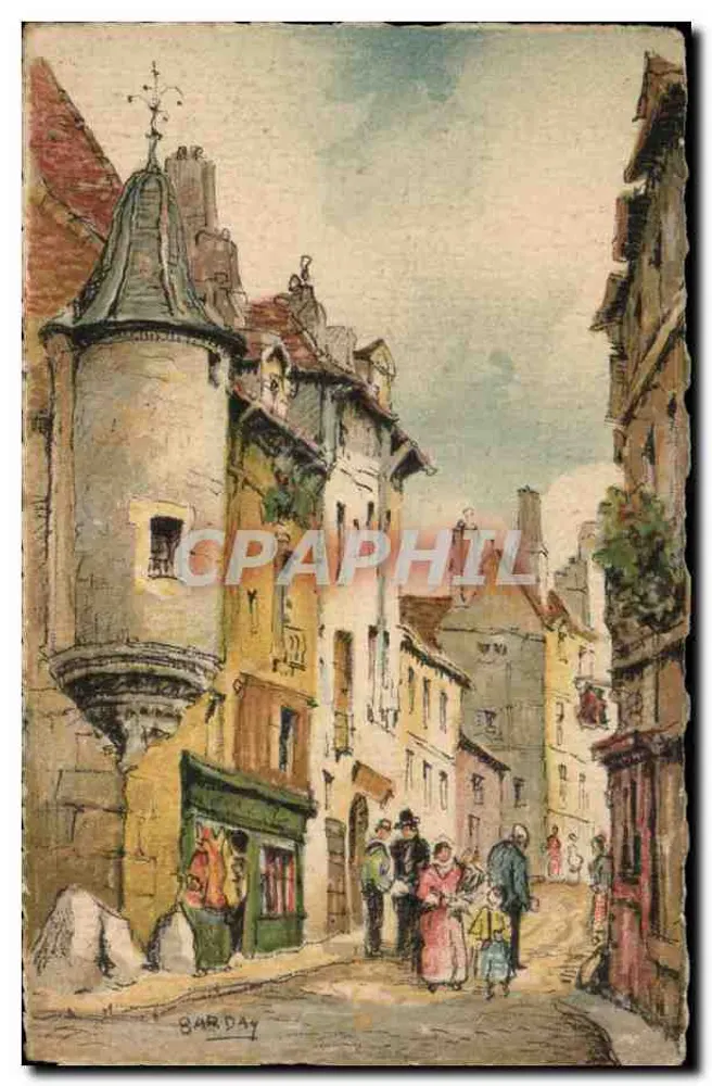 Velho Paris - A Rue d'Hautefeuille — desenho de Barday - Frente