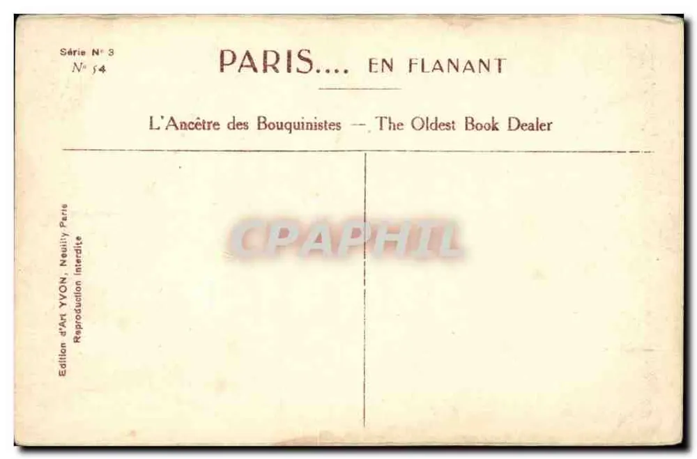 Notre-Dame de Paris — Der Vorfahre der Buchhändler — Art Edition YVON, Nr. 54 - Rückseite