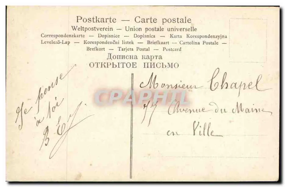Peixe — Pansée — Paris 13-9-1906 - Verso