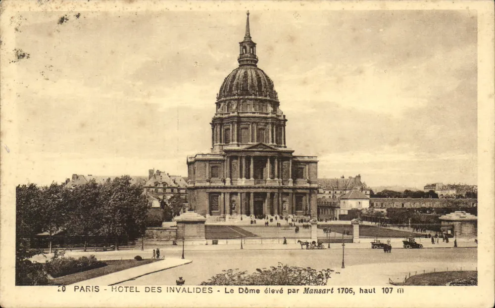 Paris - Hotel des Invalides — Dome errichtet von Mansart 1706, Höhe 107 m — Ausgabe der Gesellschaft der Freunde des Militärmuseums - Vorderseite