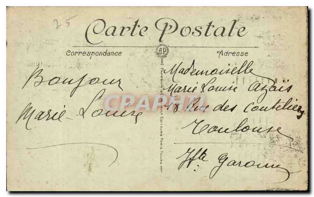 Paris — A Torre Eiffel — A.P. — Editor A.P. n°3 - Verso