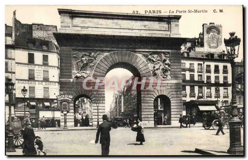 Parijs — De Poort Saint-Martin — Moderne ansichtkaart n°52 - Voorkant