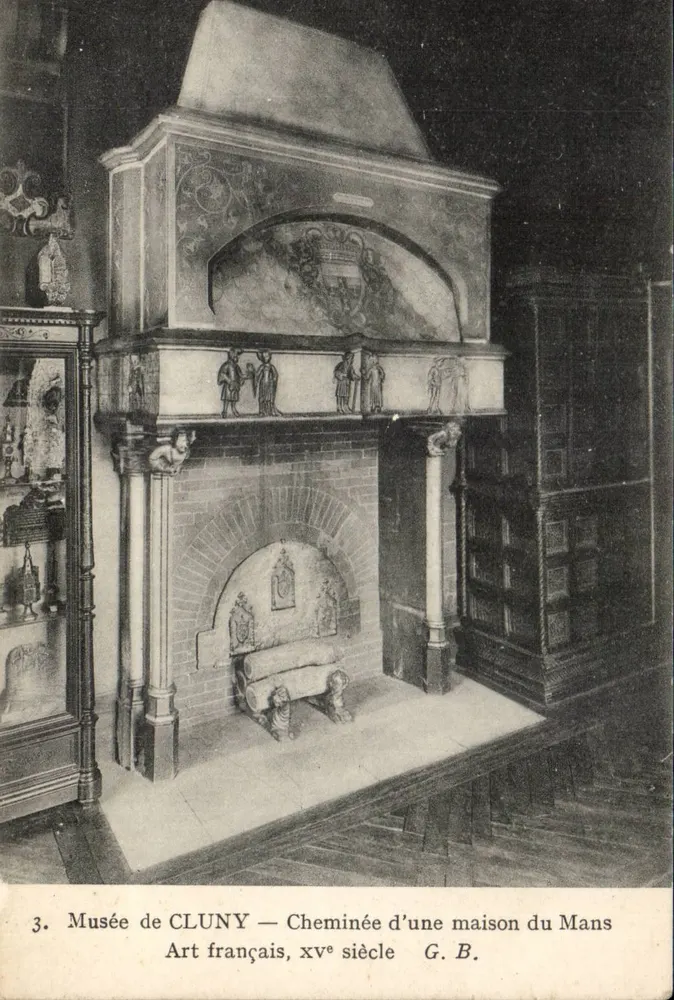 Musée de Cluny — Kamin aus einem Haus in Le Mans, französisches Kunstwerk, 15. Jahrhundert — G. B. - Vorderseite