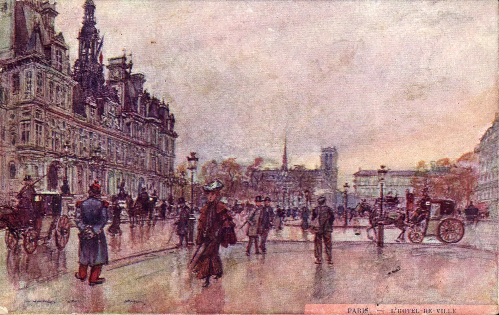 Paris — A Hôtel-de-Ville — Editora: Louis Waddington, número de série não visível - Frente