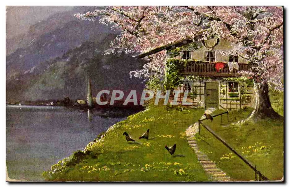क्लोटियर के किले — झील के दृश्य से एक चेरी के पेड़ के साथ — प्रकाशक पेरुस्सॉन - आगे