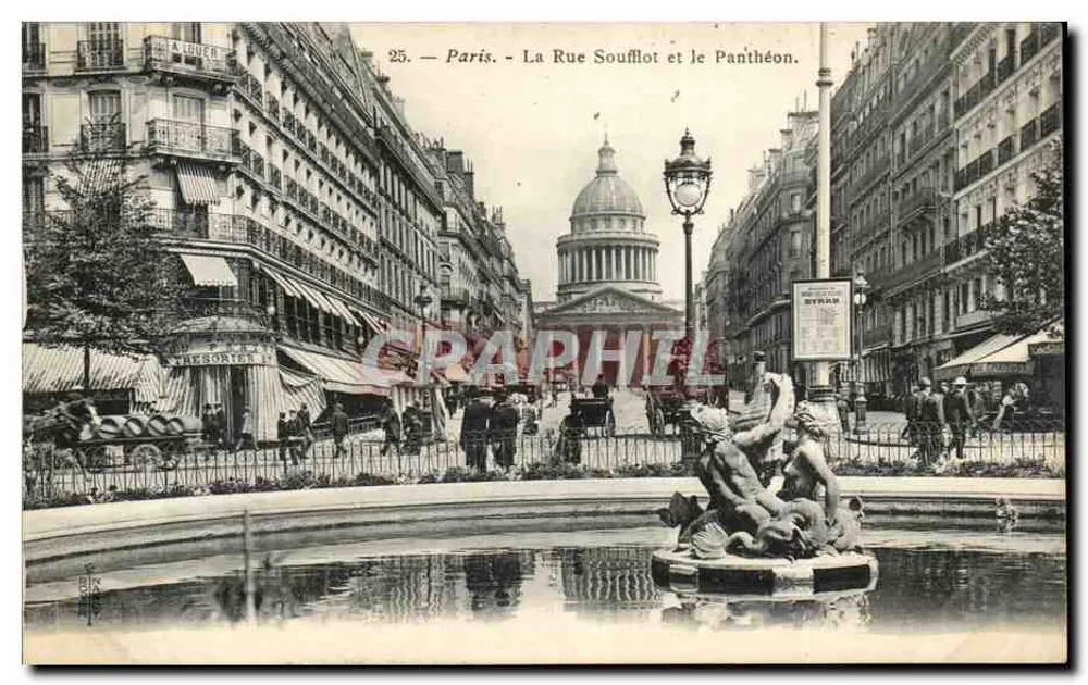 Paris — La Rue Soufflot und der Panthéon — A. Buser, n°25 - Vorderseite