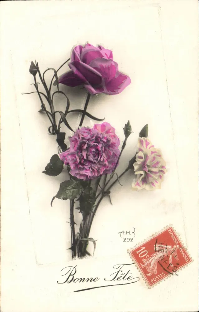 Blütenstrauß aus Rosen und Gänseblümchen — A.H.R. 292 — Verlag A.H.R. - Vorderseite
