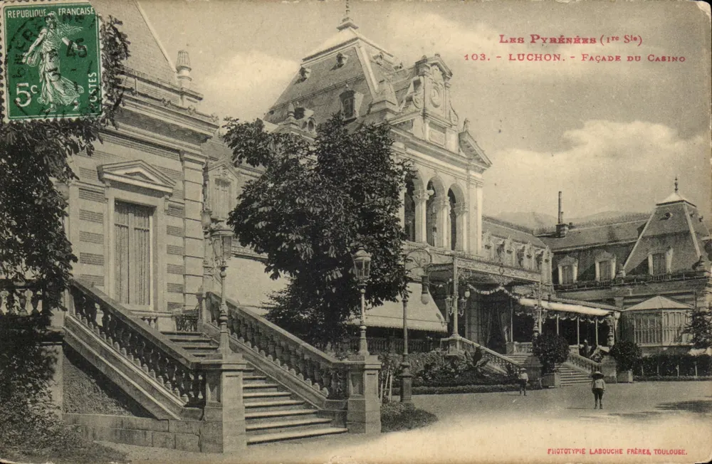 Luchon — Facha do Casino — Fototipia Labouche Frères, Toulouse - Frente