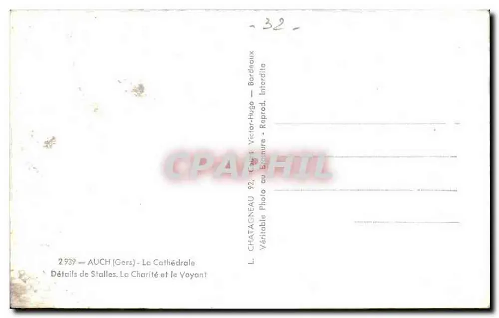 Auch (Gers) - Die Kathedrale - Details der Bänke: Die Caritas und der Seher - Rückseite