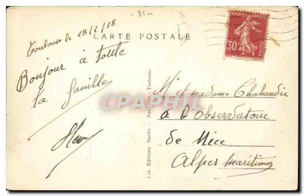 Toulouse — Place de l'Église Saint-Étienne — Les Éditions Narbo, n°9 - Rückseite