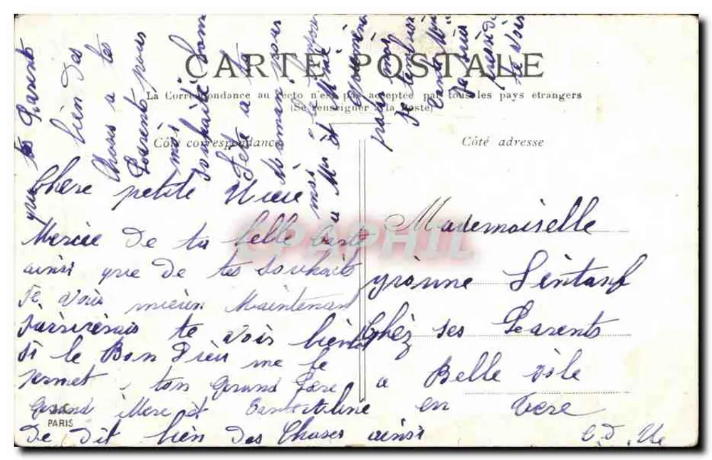 PARIS — La Sainte-Chapelle — Carte postale avec timbre 10c - Verso