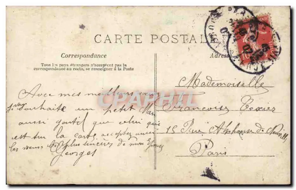 Mann mit Schnurrbart, der ein Blumenbouquet hält — Frohe Neujahr — A.N. PARIS, n° 677 - Rückseite