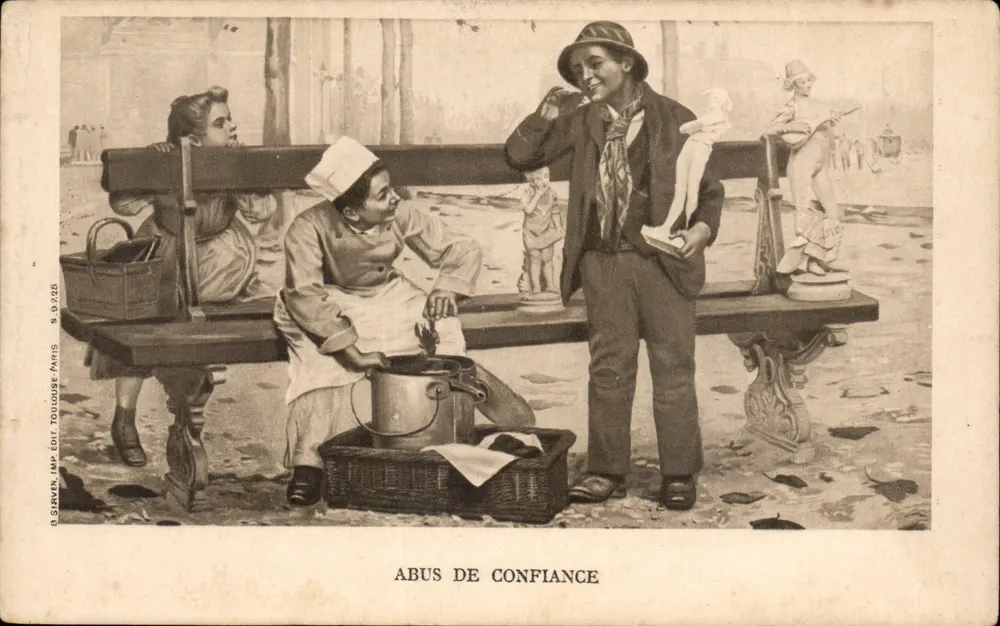 Missbrauch des Vertrauens — Straßenszene — B. Sarven, Imp. Edot, Toulouse, Paris, n° 9.328 - Vorderseite