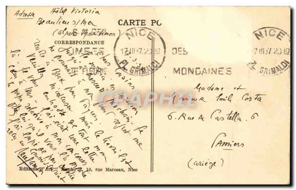 Beaulieu-sur-Mer — Vista Geral — Foto Munier, n° 374 - Verso