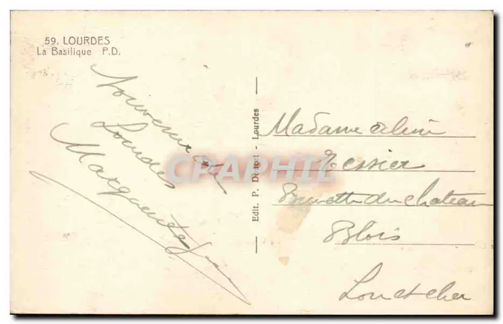 A Basílica de Lourdes — editor P. Doret — n°5 - Verso