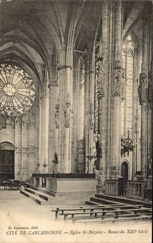 Cité de Carcassonne — Kirche St-Nazaire — Rosette des 13. Jahrhunderts - Vorderseite