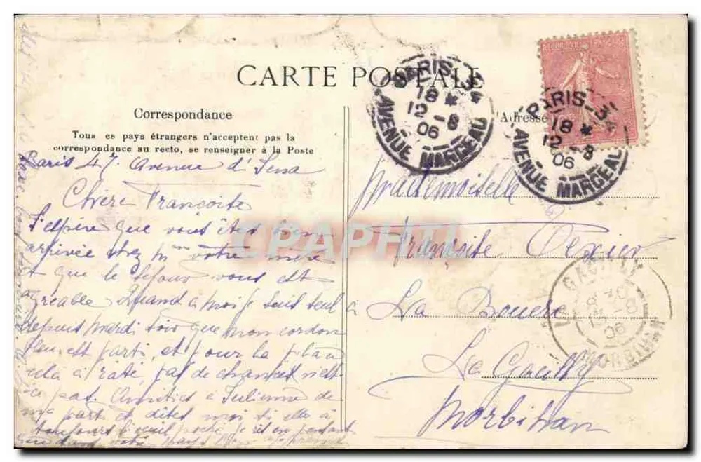 Paris - Torre Saint-Jacques — decoração floral — editor E. L. D. n° 200 - Verso