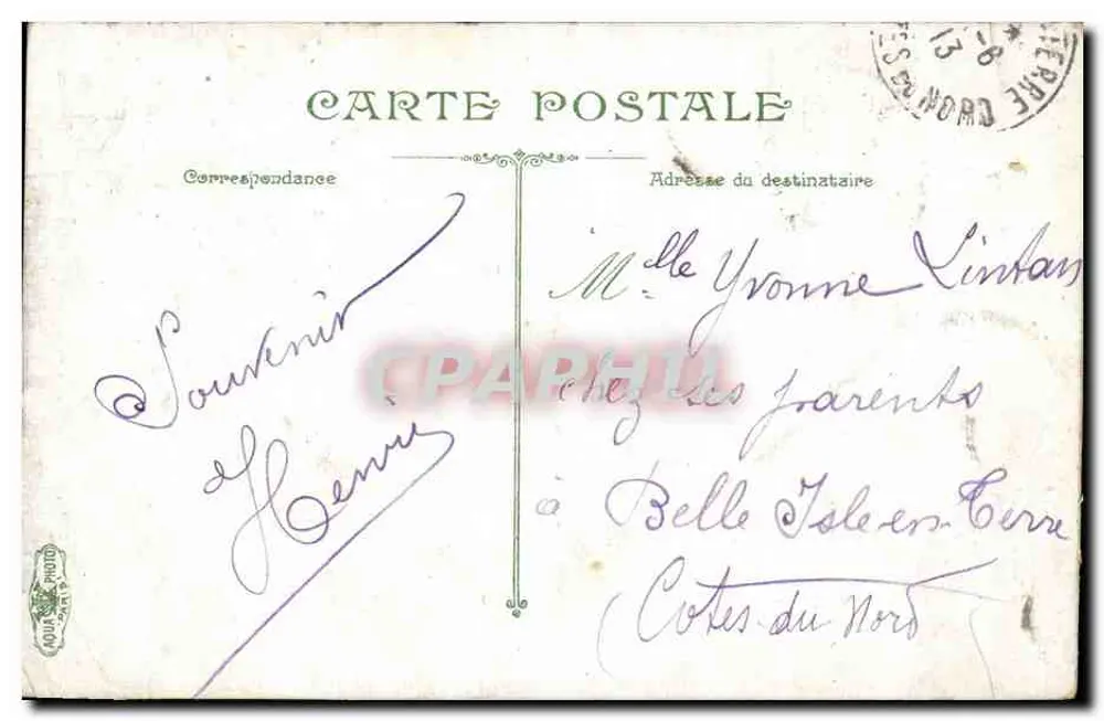 Paris - Porta Saint-Martin — visão urbana com arco e carruagens — editor não identificado - Verso