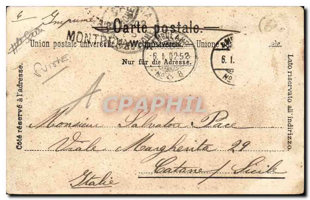 Montreux — Grand' Rue — Charnaux Frères & Cie, Genève, n°5077 - Verso
