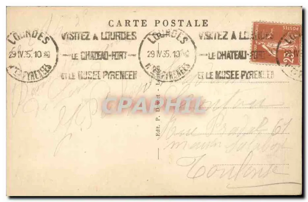 Lourdes — Santa Bernadette Soubirous — P. D. - Verso