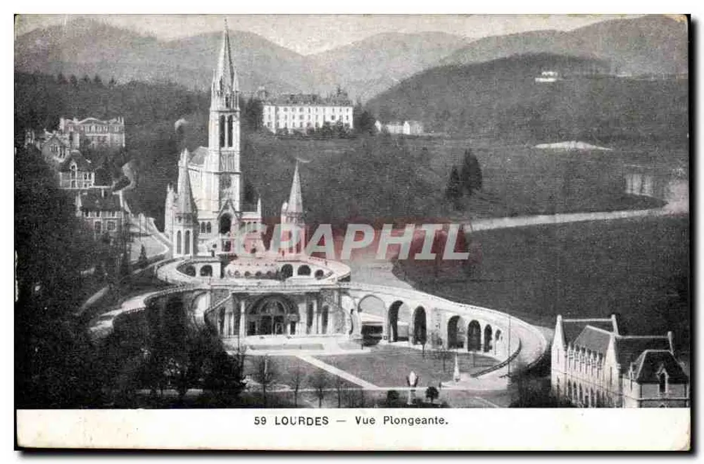 Lourdes — Aufnahme von oben — Verlag F. Viron, Nr. 59 - Vorderseite