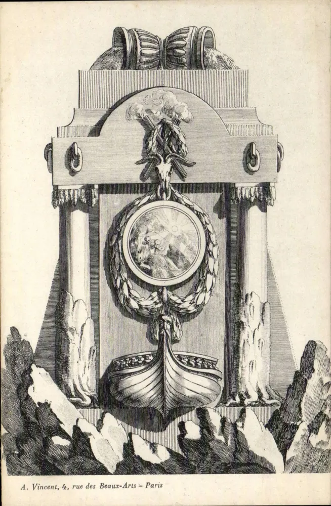 Monumento funerario — incisione — A. Vincent, 4, rue des Beau-Arts – Parigi - Recto