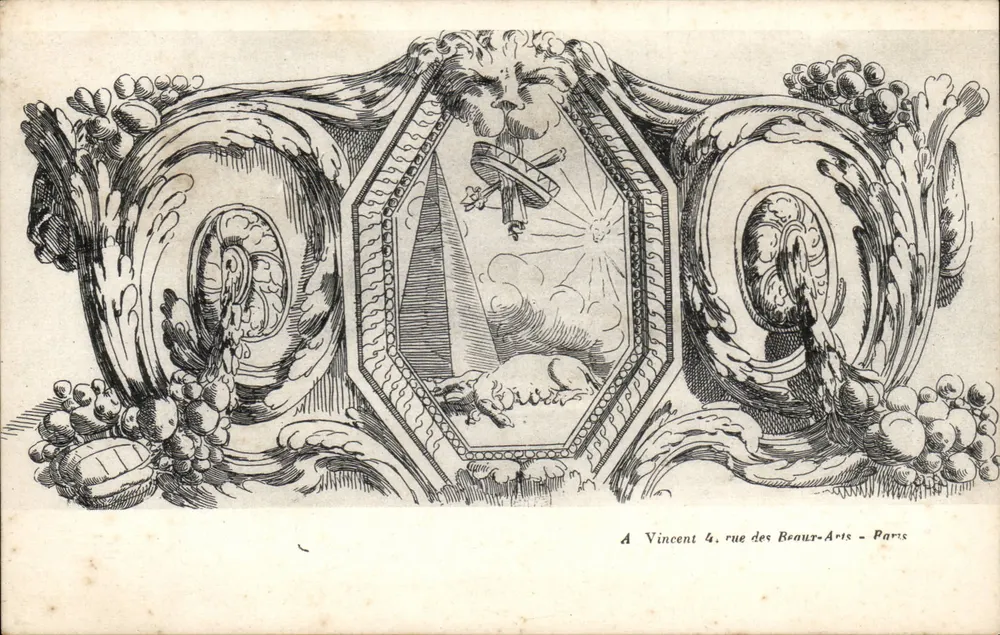 Cena religiosa — gravura ornada — A Vincent, 4 rue des Beaux-Arts, Paris - Frente