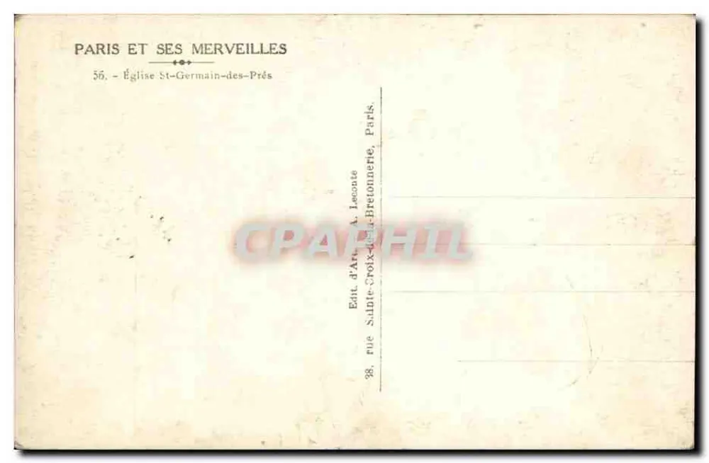 Igreja de São Germain-des-Prés — Paris — Editor A. Leconte - Verso