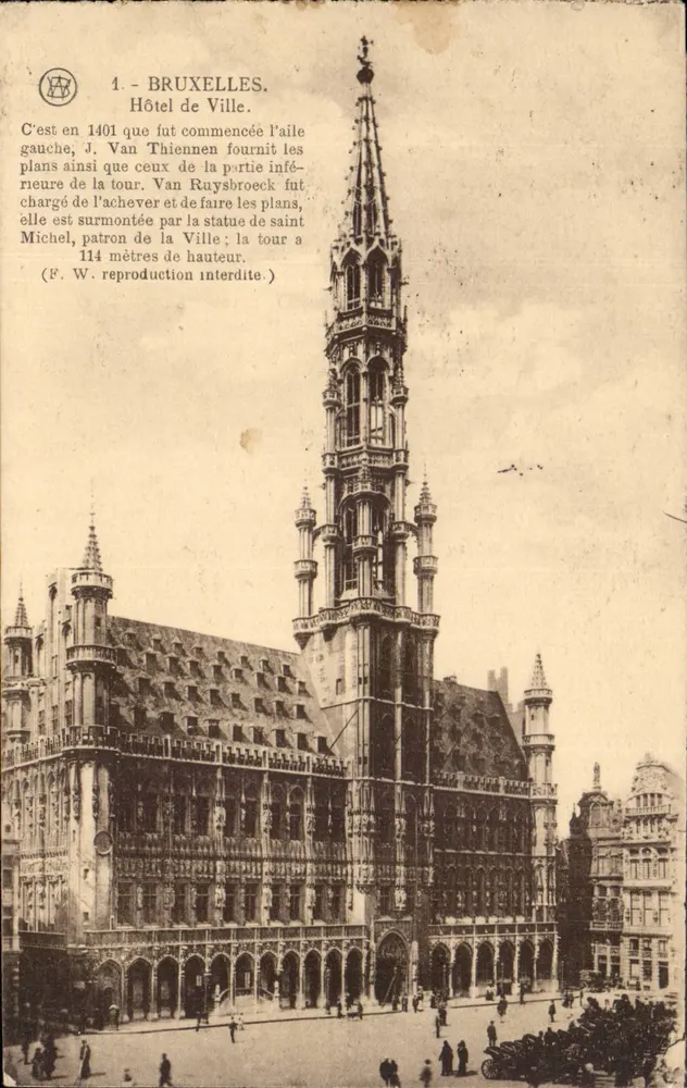 Bruxelas. Hotel de Ville — torre de 114 metros, editor F. W. - Frente