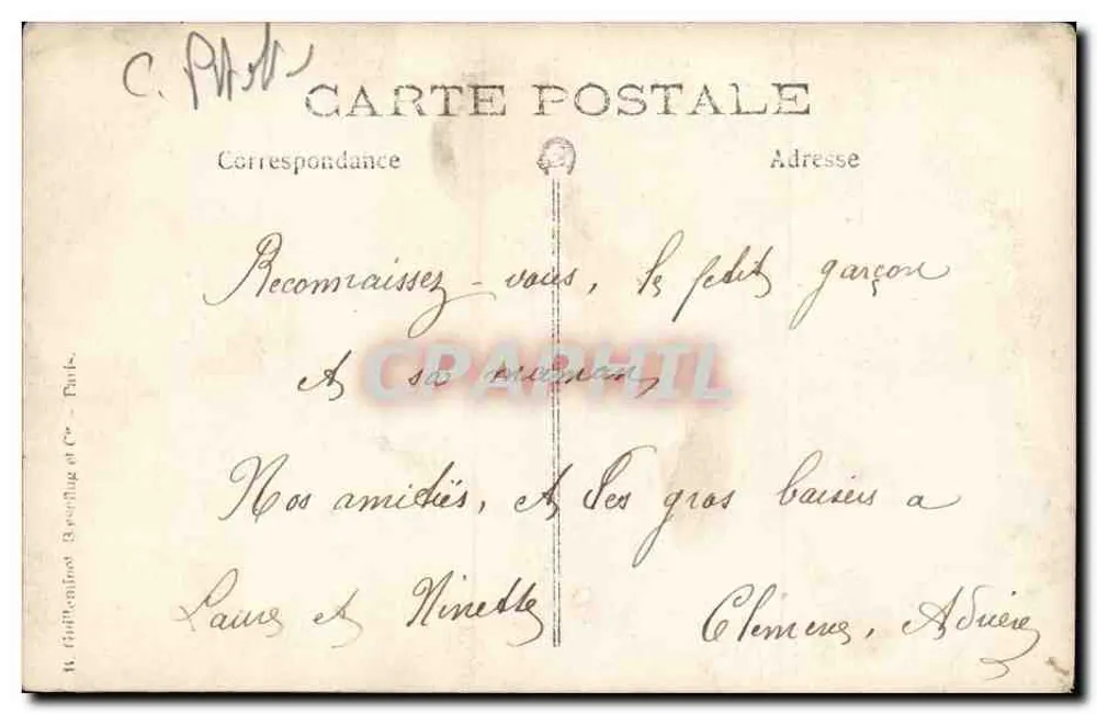 Frau und Kind — Straßenszene — W. Güttenboeuf & Cie, Paris - Rückseite