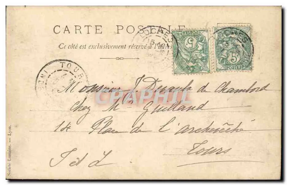 Criança em traje marítimo — Lyon, 1903 — Editor não identificado, série não visível - Verso