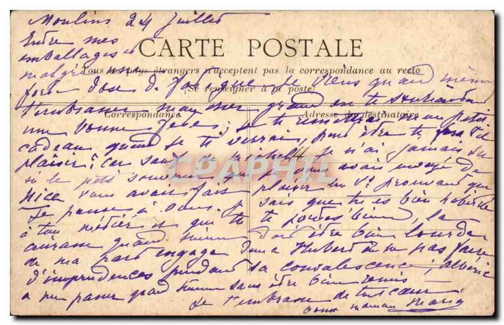 Pássaros e flores — pássaro carregando uma carta — editor não visível - Verso