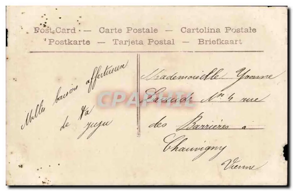 Frau in einem blauen Kleid mit Blumenbouquet — Un Baizer — n° 1206 - Rückseite