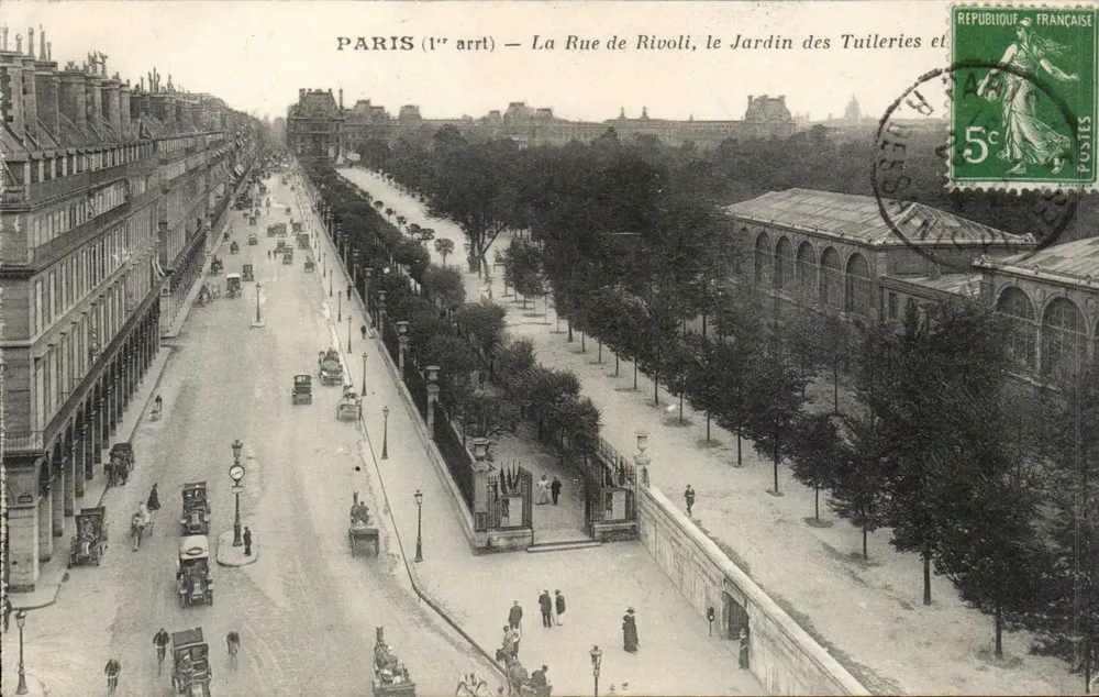 Paris (1. Arrondissement) — La Rue de Rivoli, der Tuileries-Garten und — Verleger nicht sichtbar - Vorderseite