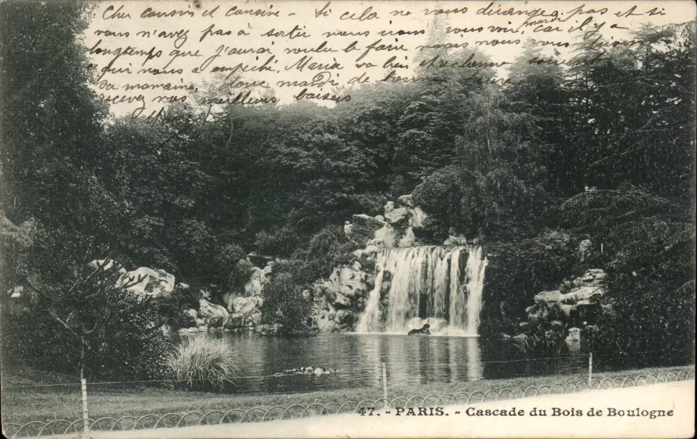 Cascades do Bois de Boulogne — Paris — editor desconhecido, n° 47 - Frente