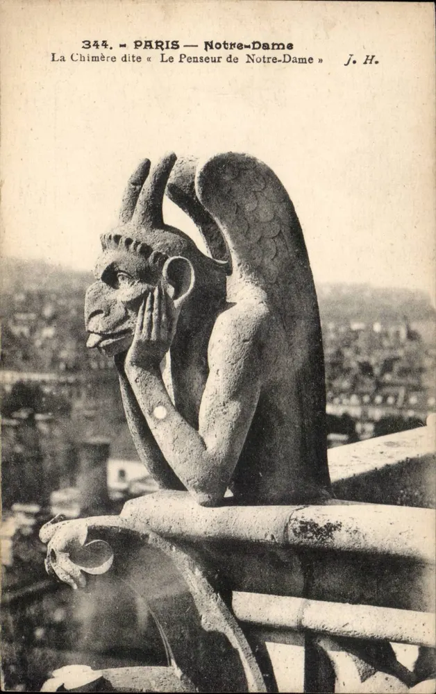 Paris — Notre-Dame — A Chimera chamada « O Pensador de Notre-Dame » — J.H. — n°344 - Frente