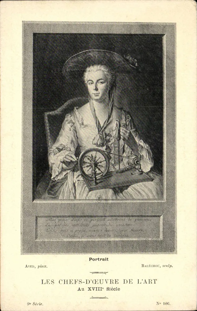 Porträt einer Frau mit Spinnrad — Meisterwerke der Kunst — 9. Serie, Nr. 106 - Vorderseite