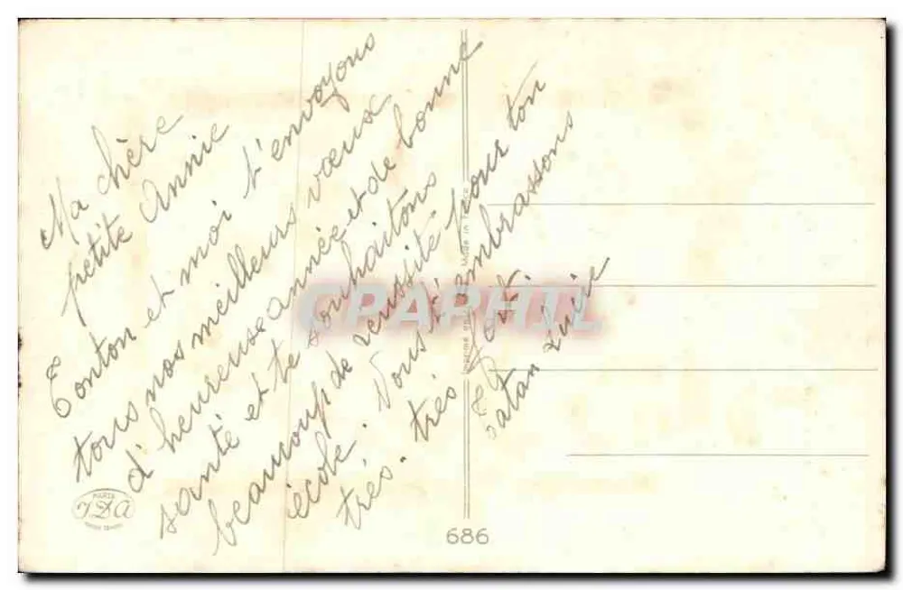 Winterlandschaft mit Blumen und Sattel — Frohe Weihnachten — Verlag JSA n°686 - Rückseite