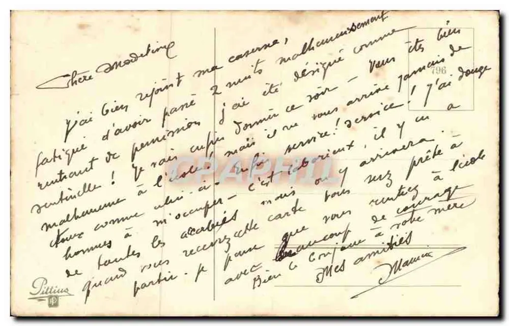Bukiet lilii i róż — wydawca Pittius, nr 796 - Rewers