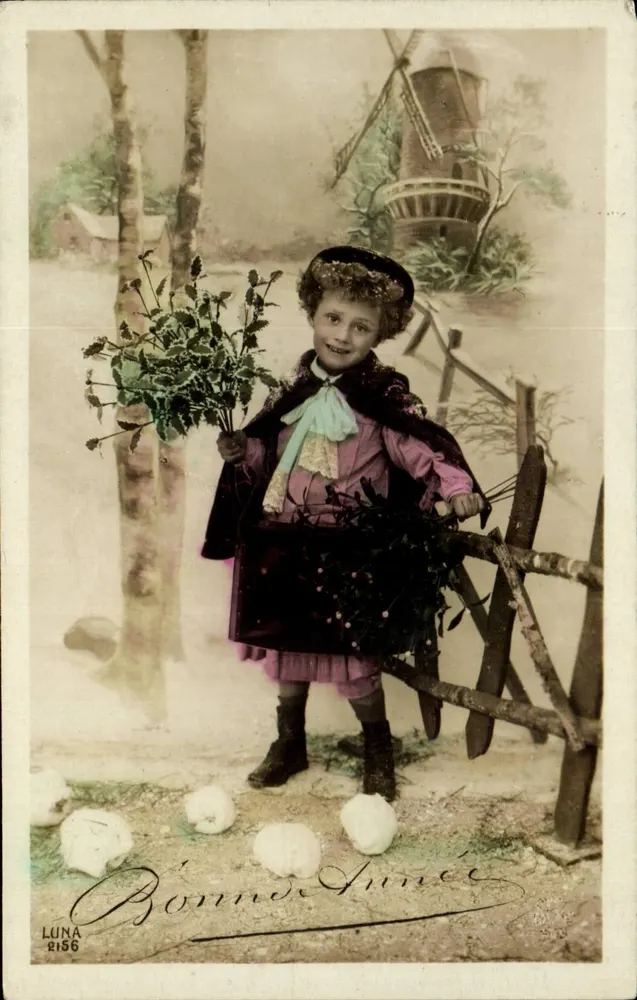 Kind mit Blumenstrauß — Windmühlen-Dekoration — LUNA 2156 - Vorderseite