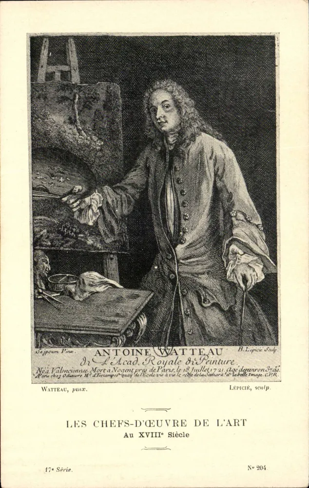Antoine Watteau — Meisterwerk der Kunst im 18. Jahrhundert — 17. Serie, Nr. 204 - Vorderseite