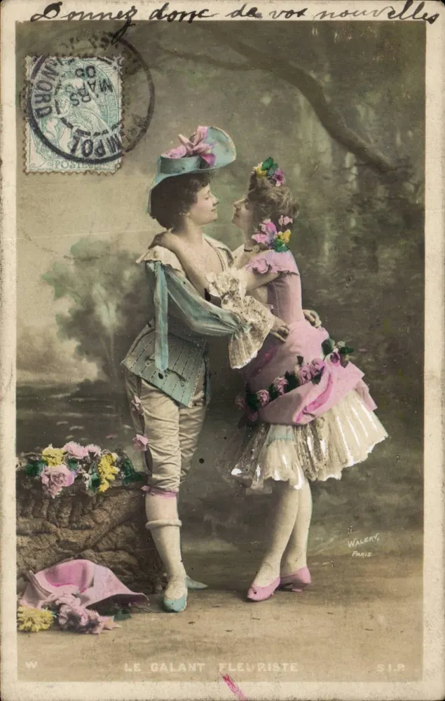 Der galante Blumenhändler — Szene eines Hofes im Garten — Walené, Paris, S.I.P. - Vorderseite