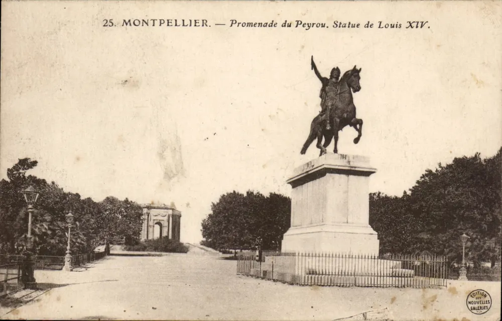 Montpellier — Promenade du Peyrou. Statue von Louis XIV. — Edition der Nouvelles Galeries - Vorderseite