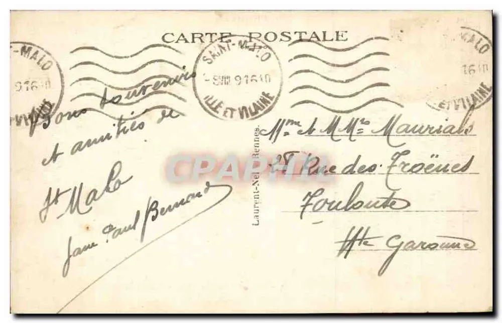 Saint-Malo — A Digue durante uma tempestade — Côte d'Emeraude, n° 3755 - Verso